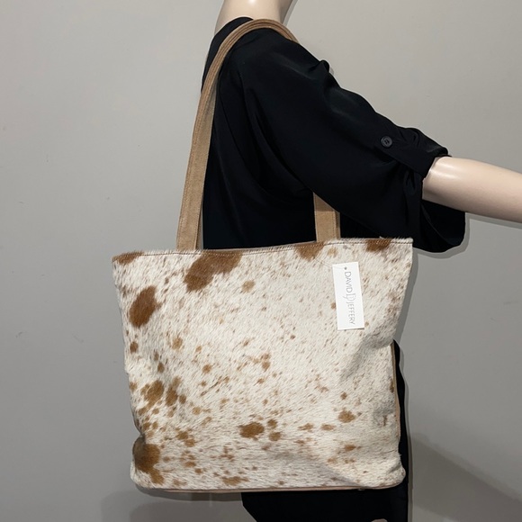 David Jeffery Cow Hide Shoulder Bag Tote - Picture 2 of 14